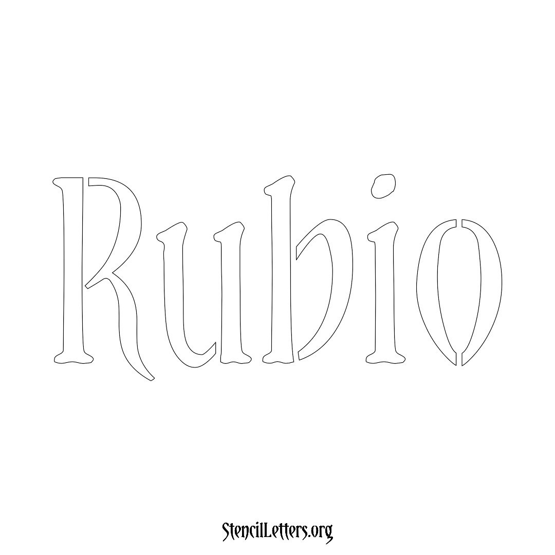 Rubio name stencil in Vintage Brush Lettering