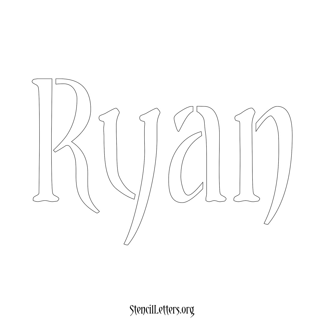 Ryan name stencil in Vintage Brush Lettering