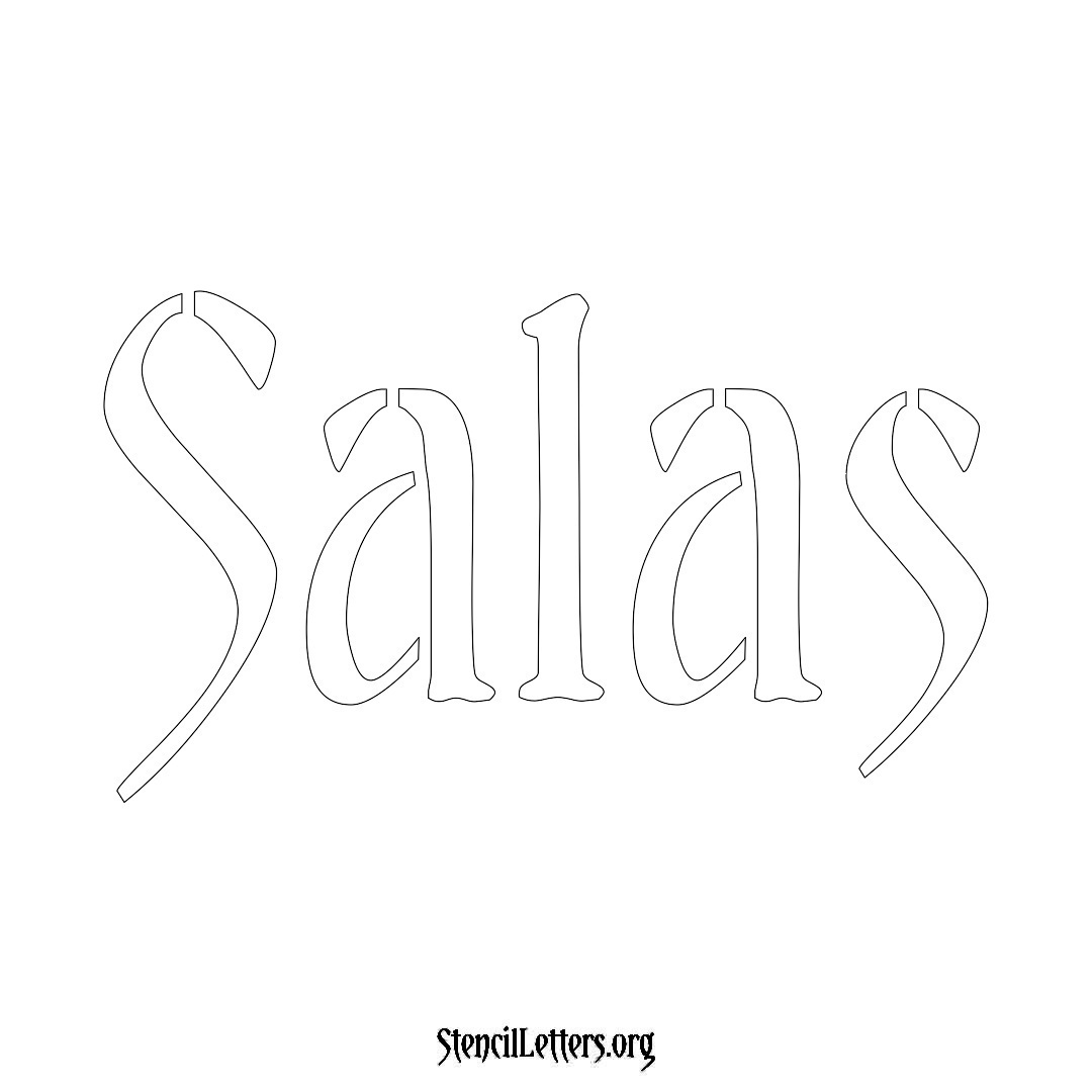 Salas name stencil in Vintage Brush Lettering