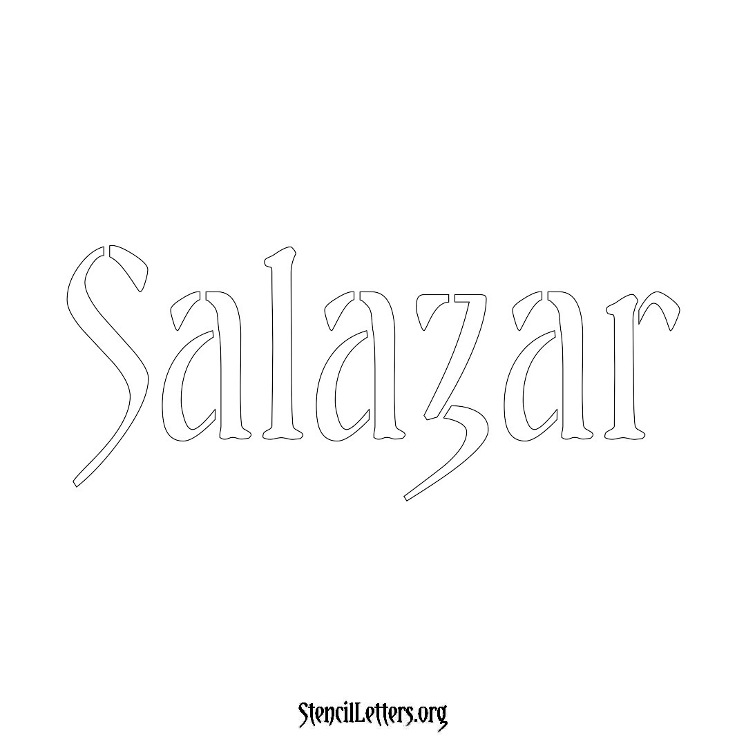 Salazar name stencil in Vintage Brush Lettering