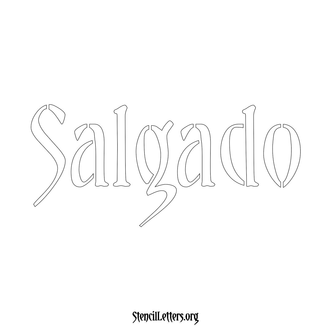 Salgado name stencil in Vintage Brush Lettering