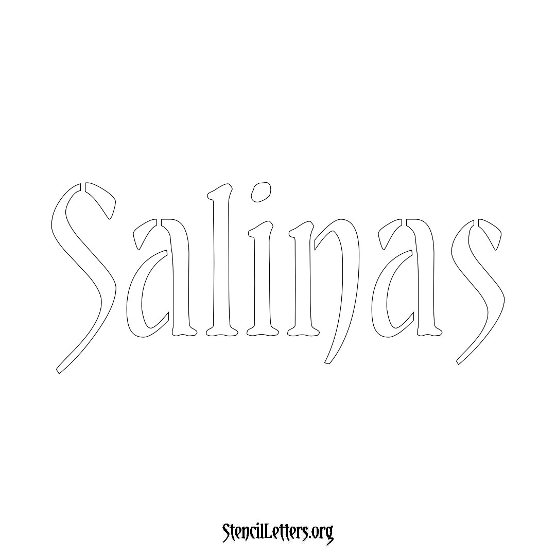 Salinas name stencil in Vintage Brush Lettering