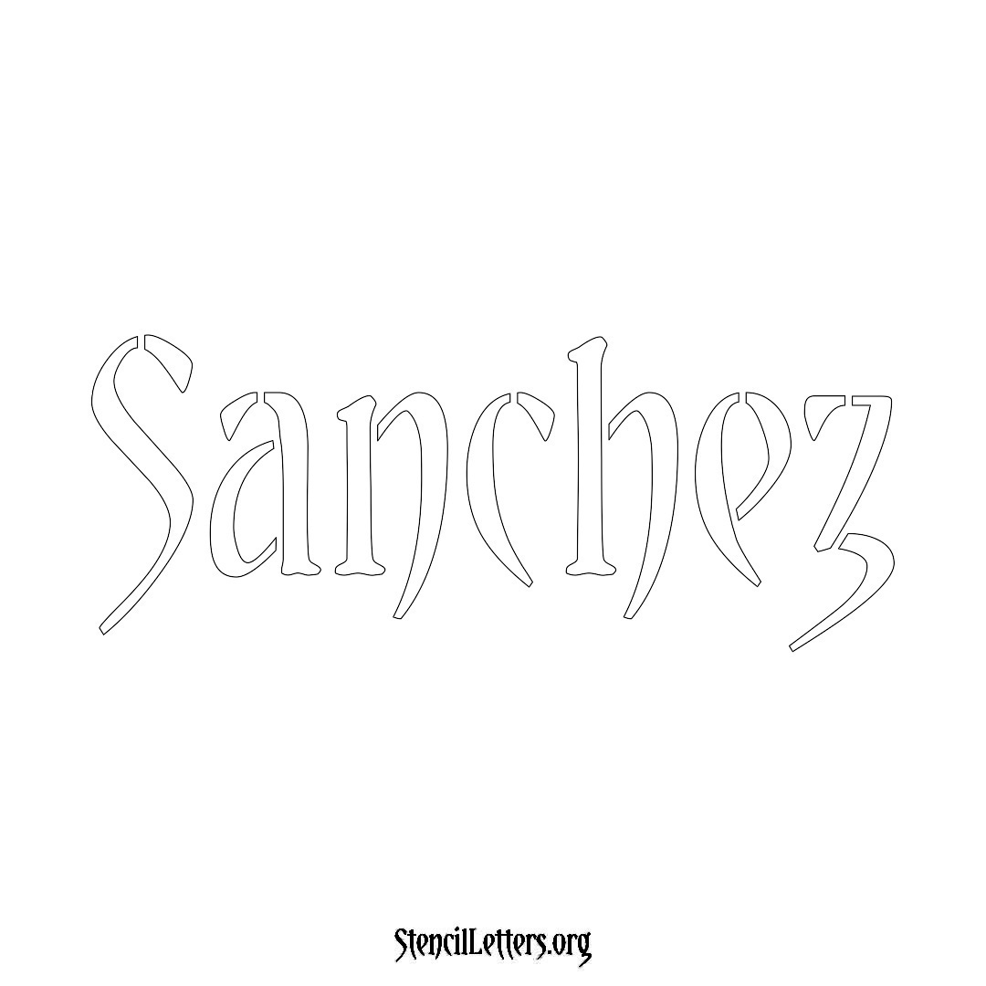 Sanchez name stencil in Vintage Brush Lettering