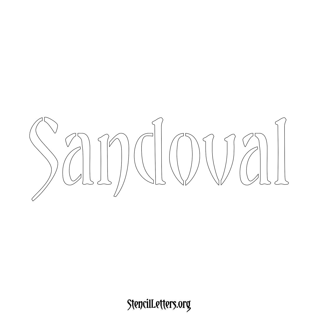 Sandoval name stencil in Vintage Brush Lettering