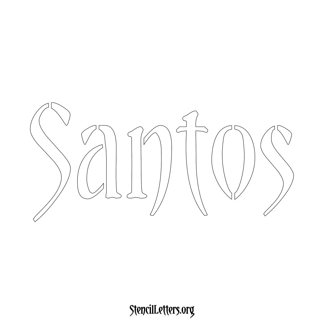 Santos name stencil in Vintage Brush Lettering