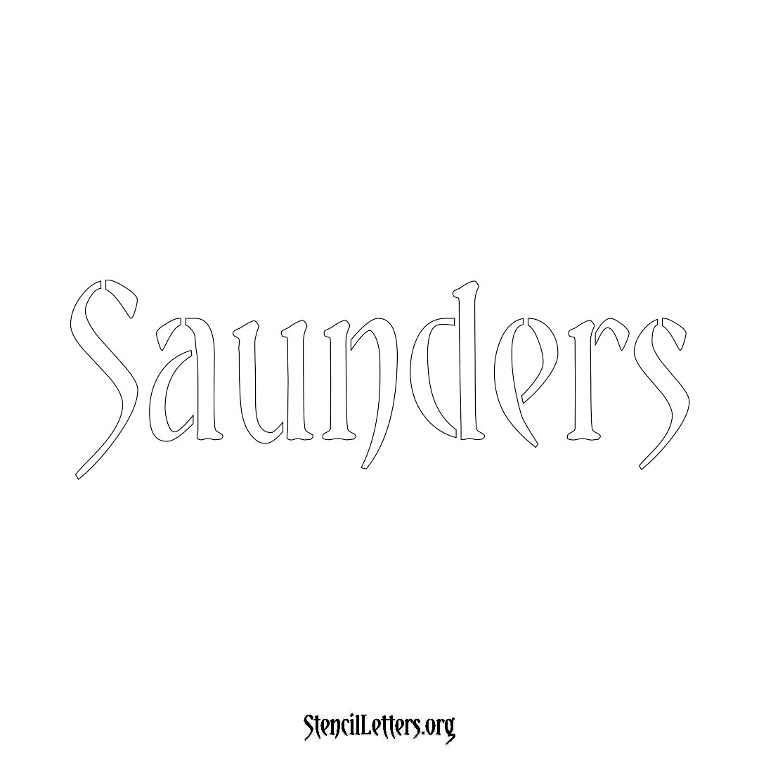 Saunders name stencil in Vintage Brush Lettering