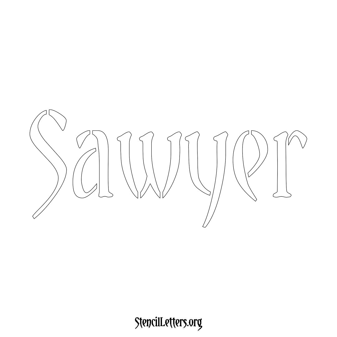 Sawyer name stencil in Vintage Brush Lettering