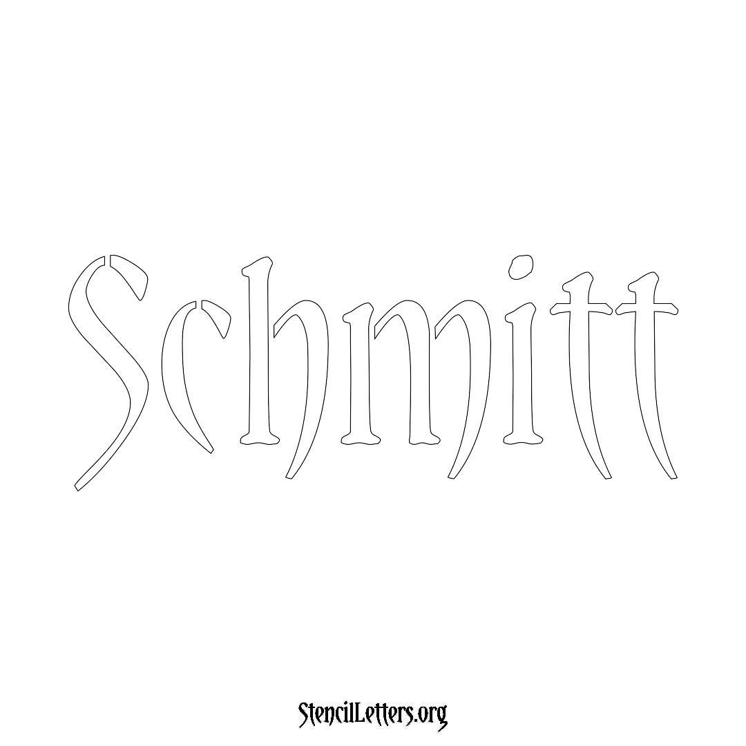 Schmitt name stencil in Vintage Brush Lettering