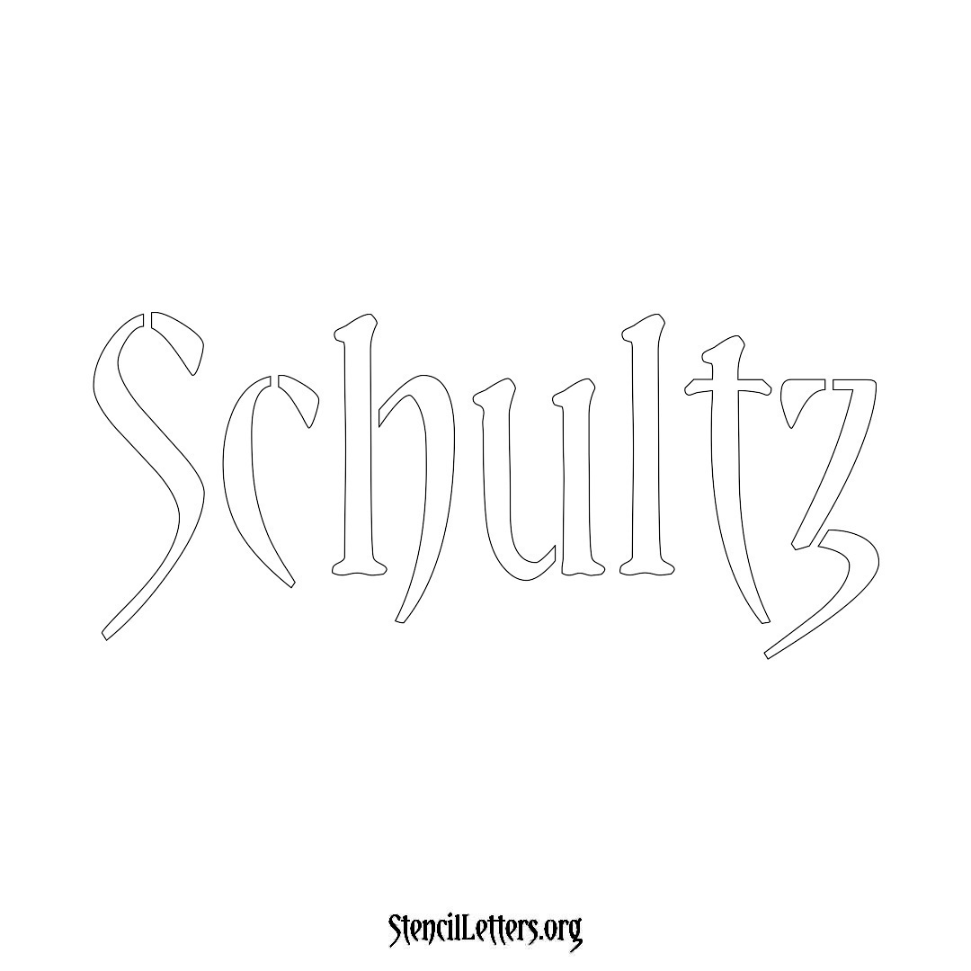 Schultz name stencil in Vintage Brush Lettering