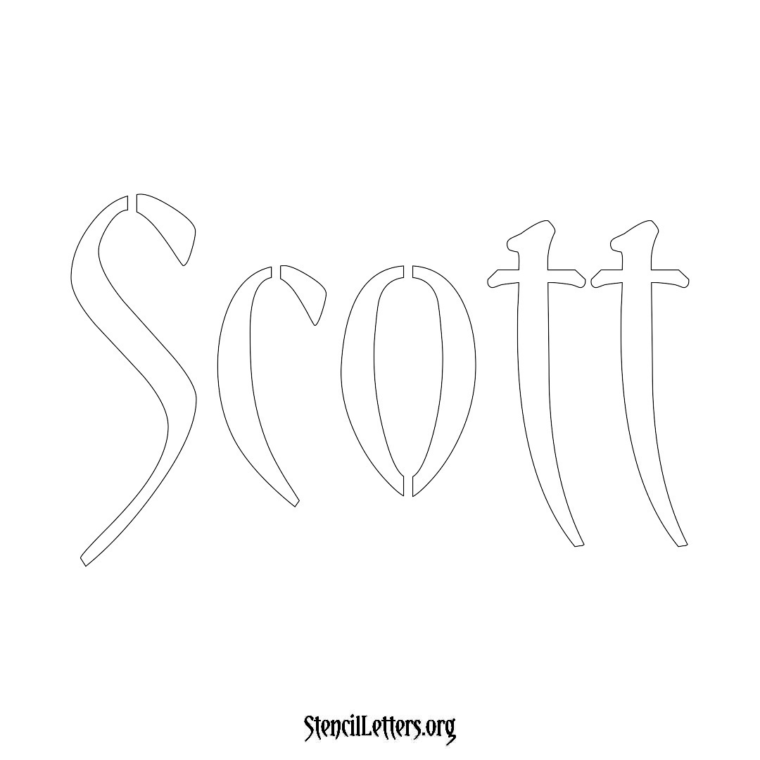 Scott name stencil in Vintage Brush Lettering