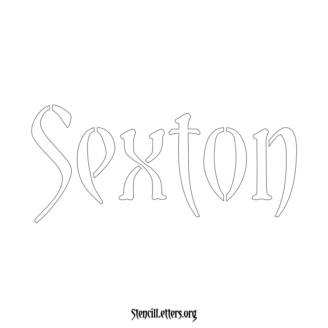 Sexton name stencil in Vintage Brush Lettering