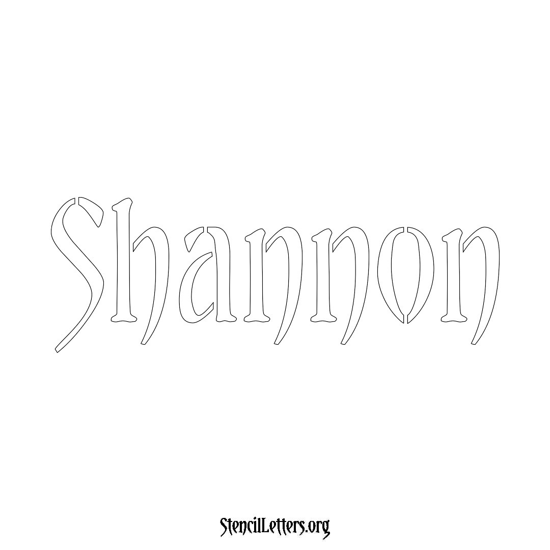 Shannon name stencil in Vintage Brush Lettering