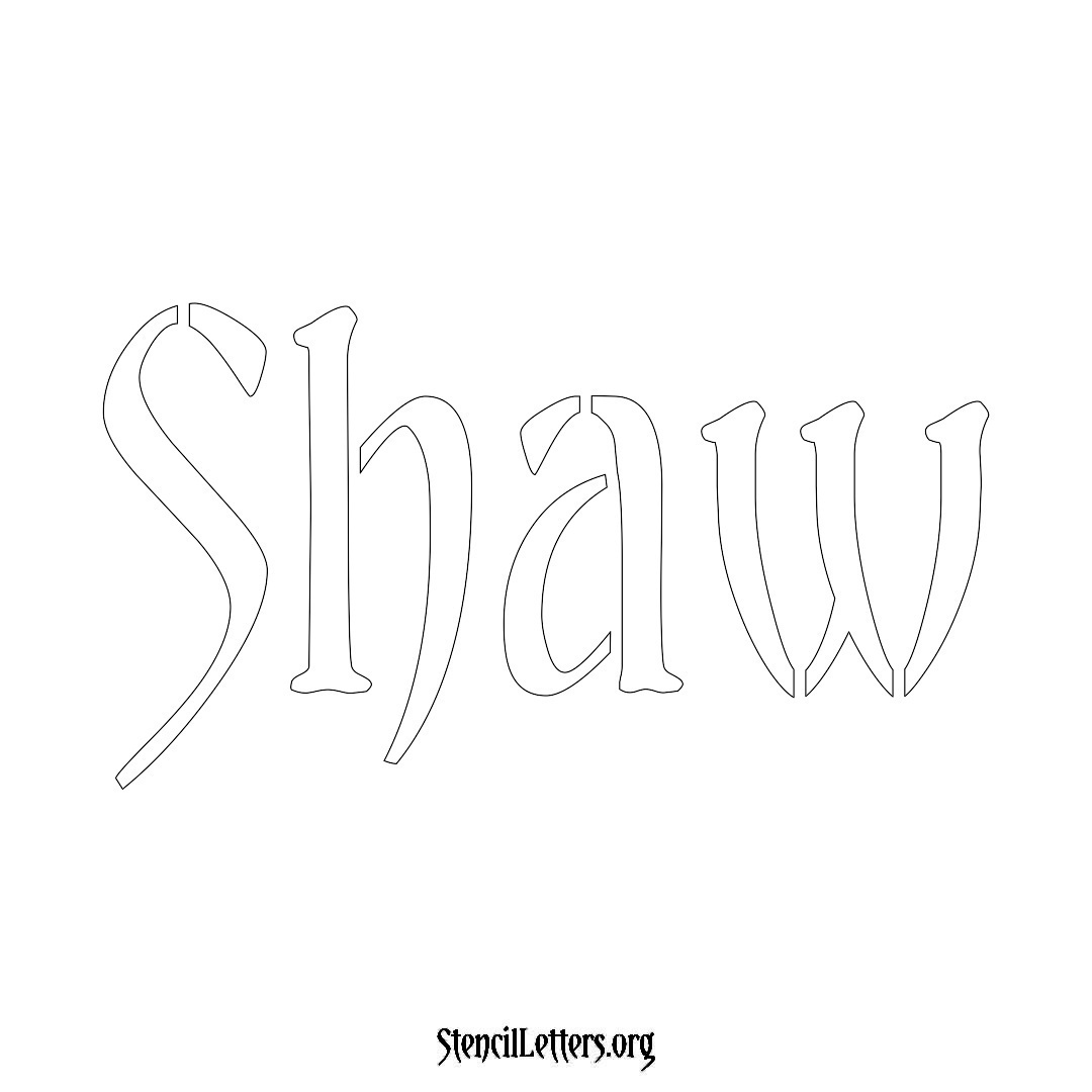 Shaw name stencil in Vintage Brush Lettering