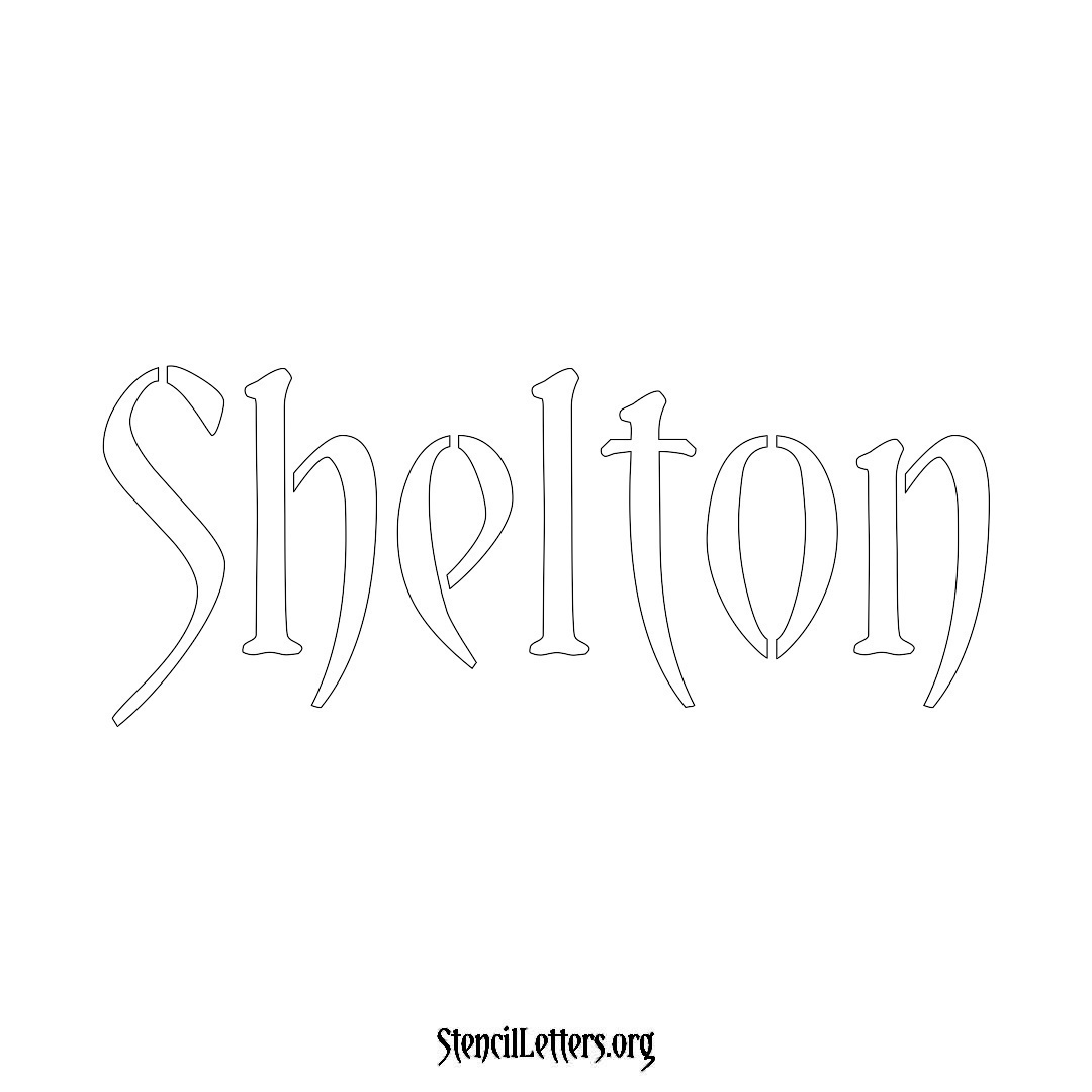 Shelton name stencil in Vintage Brush Lettering