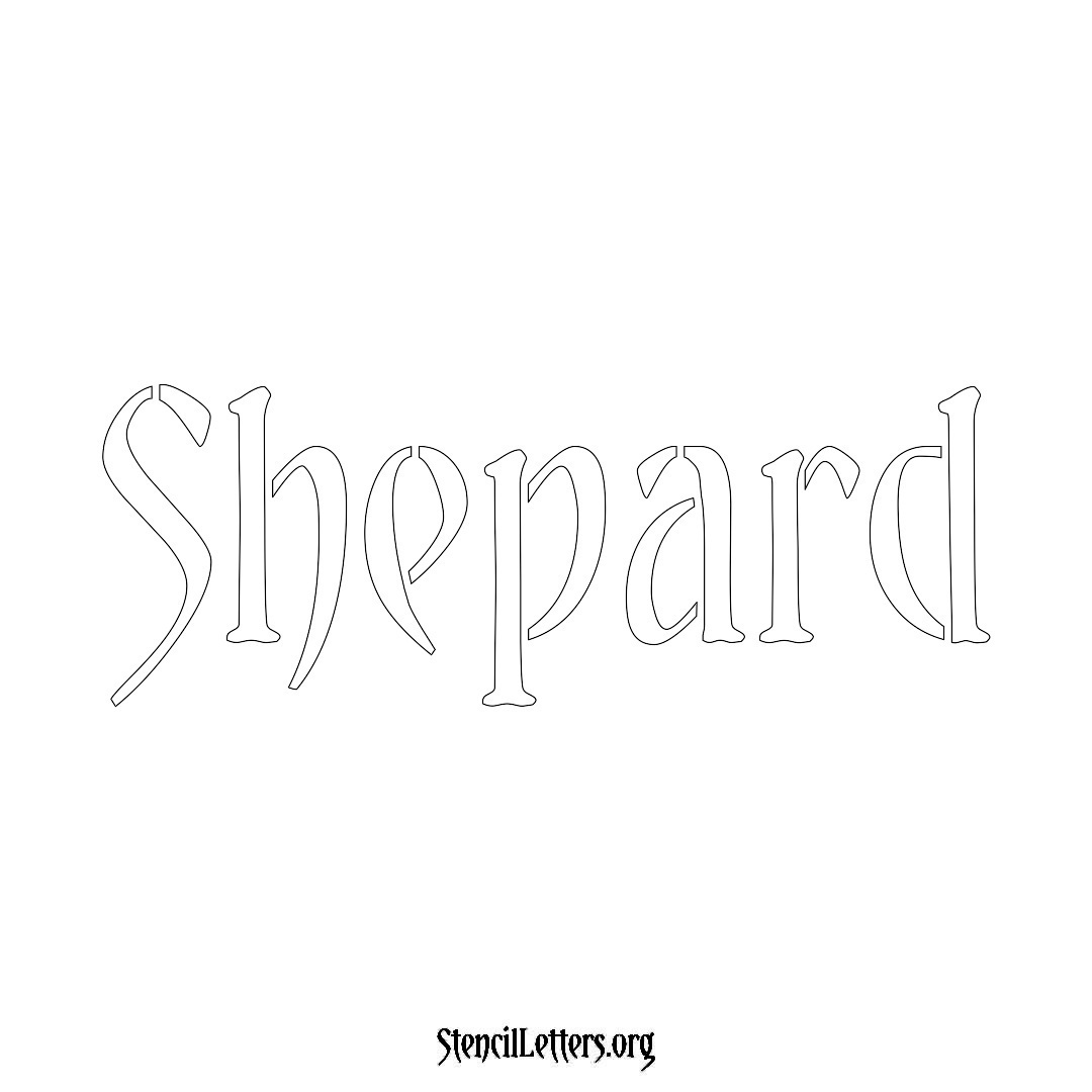 Shepard name stencil in Vintage Brush Lettering