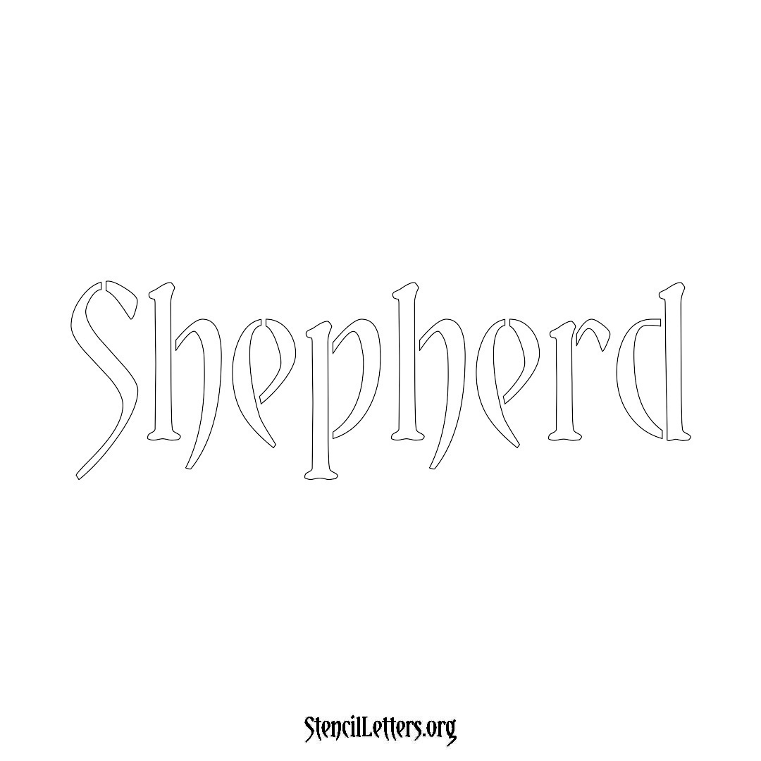 Shepherd name stencil in Vintage Brush Lettering