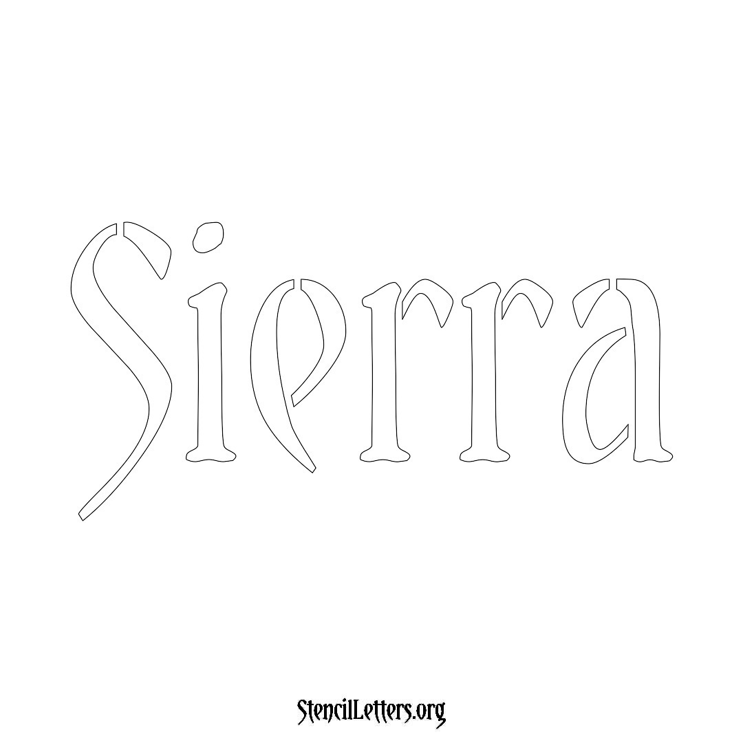 Sierra name stencil in Vintage Brush Lettering