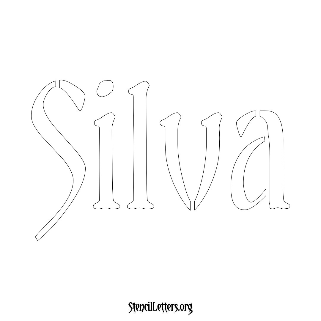 Silva name stencil in Vintage Brush Lettering