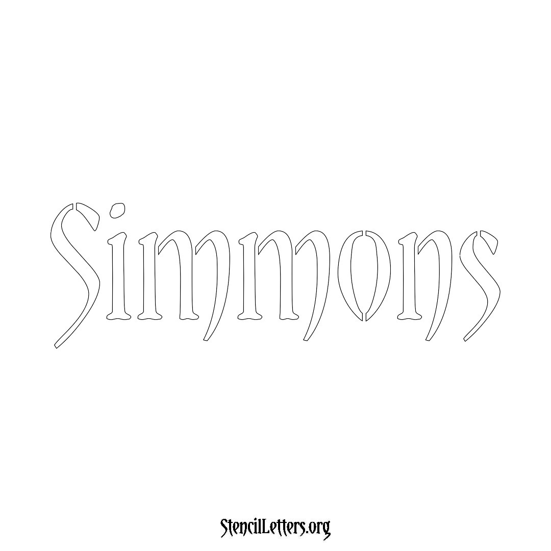 Simmons name stencil in Vintage Brush Lettering