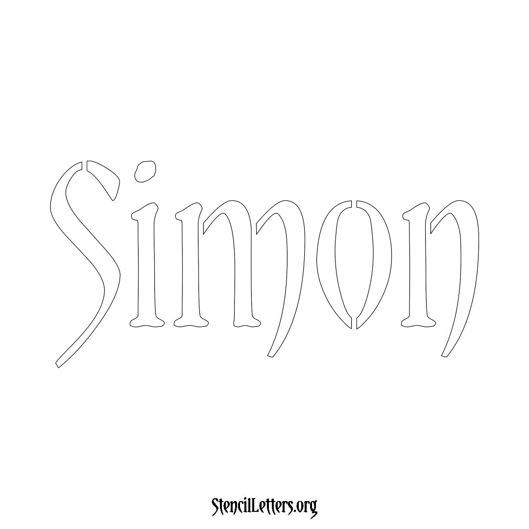 Simon name stencil in Vintage Brush Lettering