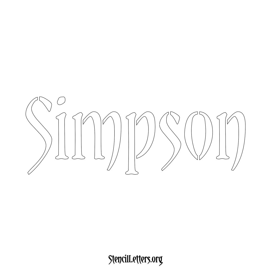 Simpson name stencil in Vintage Brush Lettering