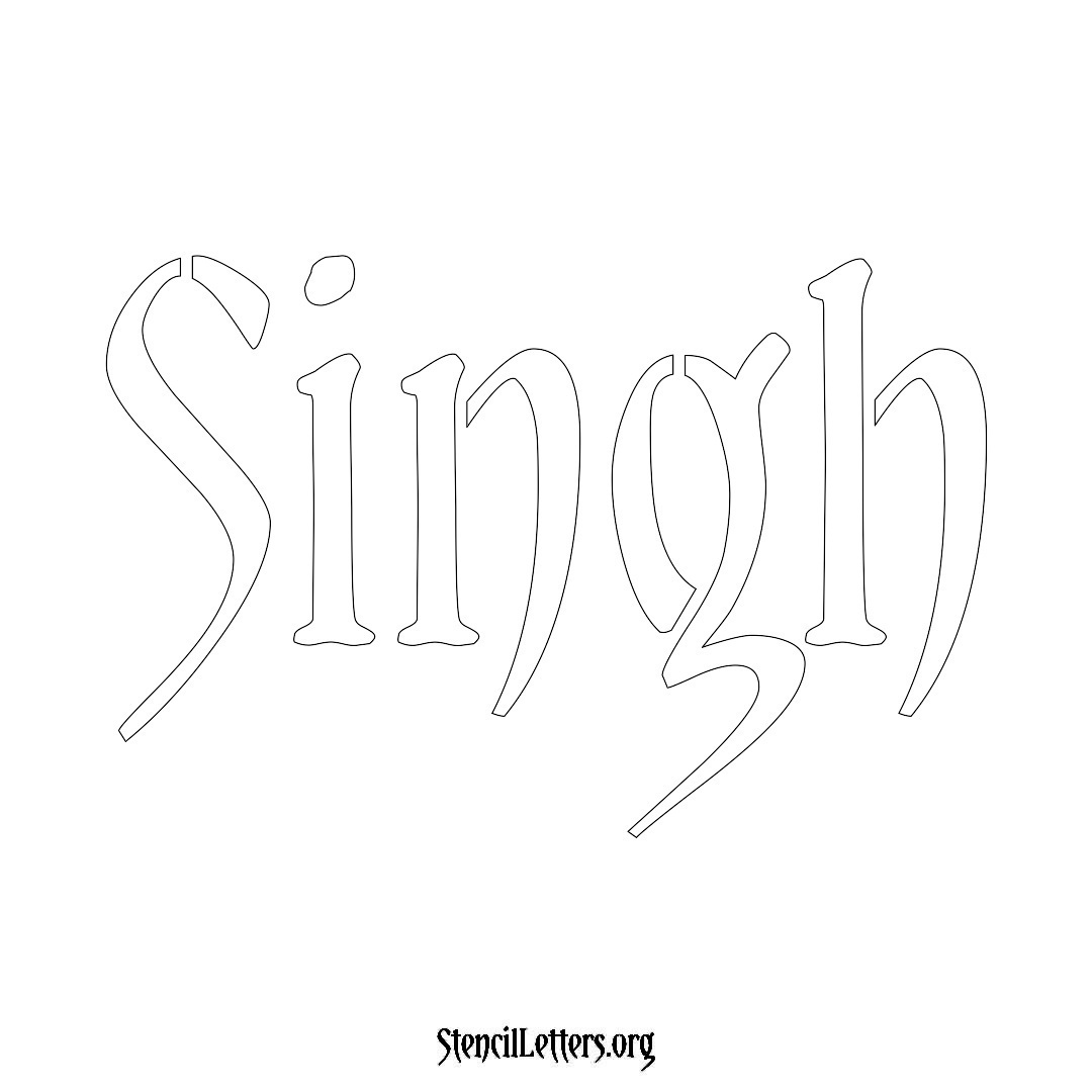 Singh name stencil in Vintage Brush Lettering