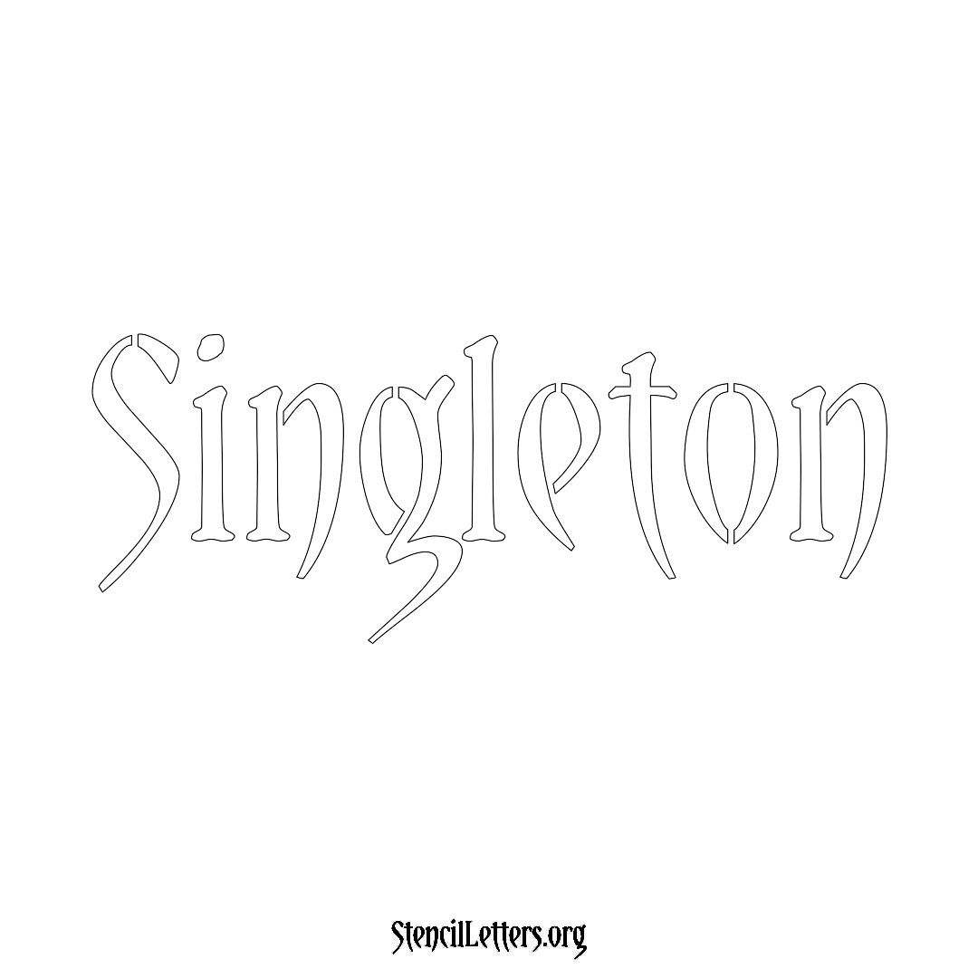 Singleton name stencil in Vintage Brush Lettering