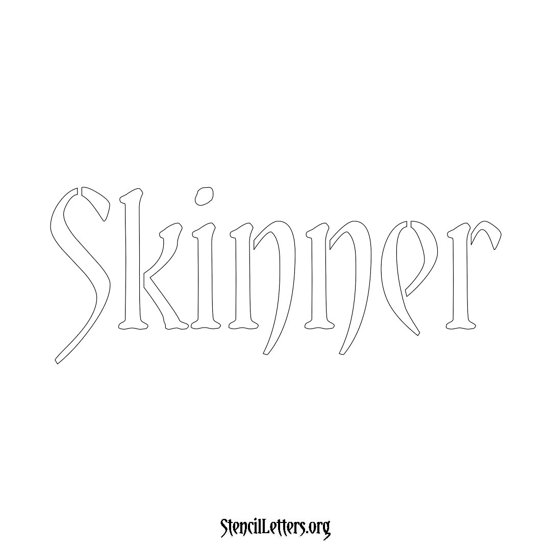 Skinner name stencil in Vintage Brush Lettering