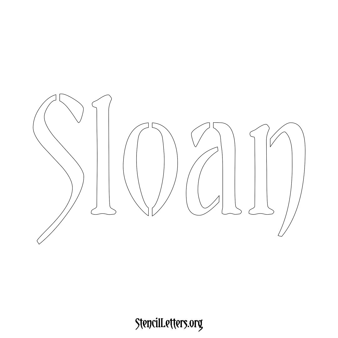 Sloan name stencil in Vintage Brush Lettering