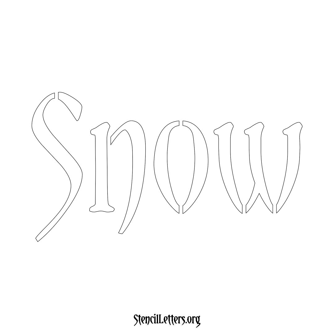 Snow name stencil in Vintage Brush Lettering