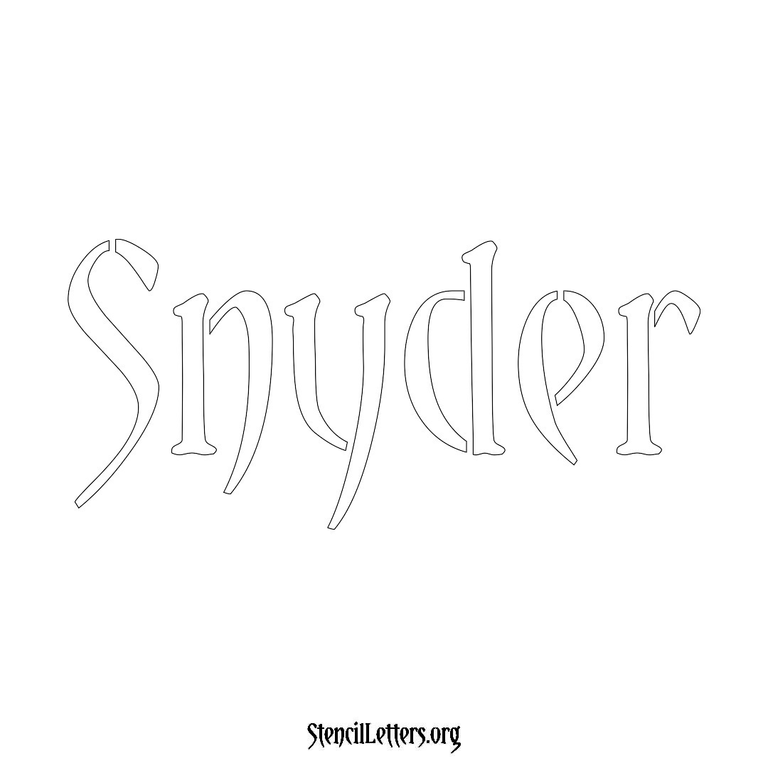 Snyder name stencil in Vintage Brush Lettering