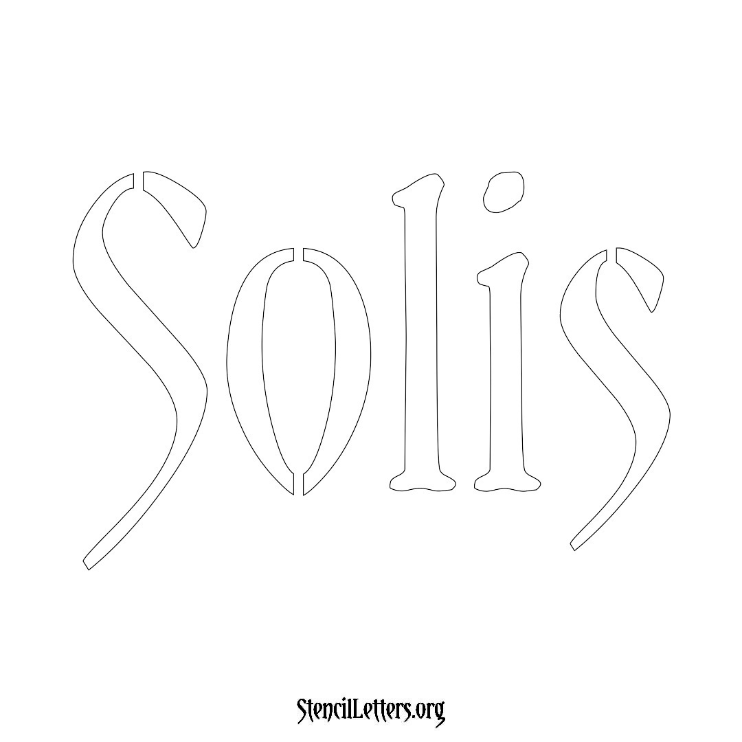 Solis name stencil in Vintage Brush Lettering