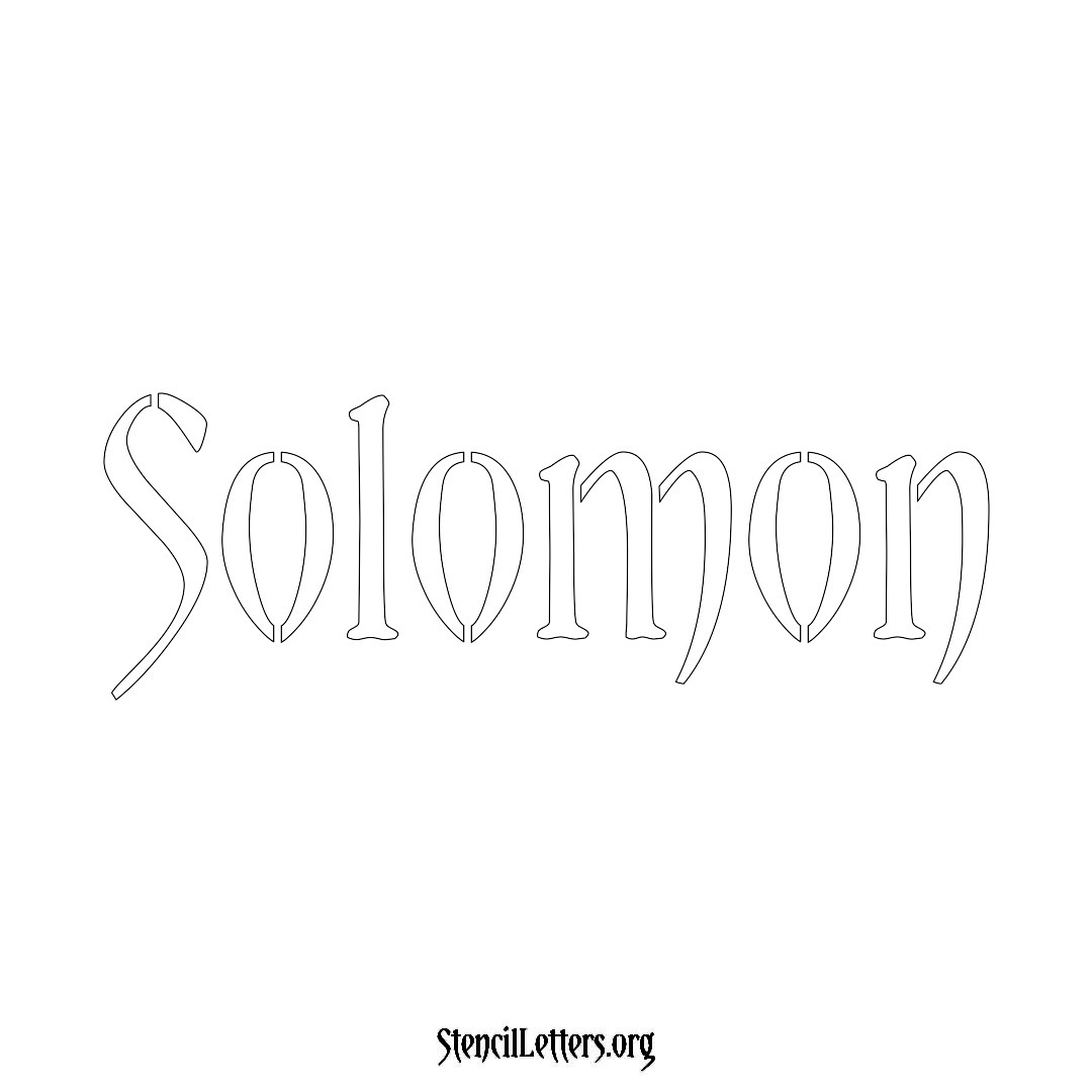 Solomon name stencil in Vintage Brush Lettering