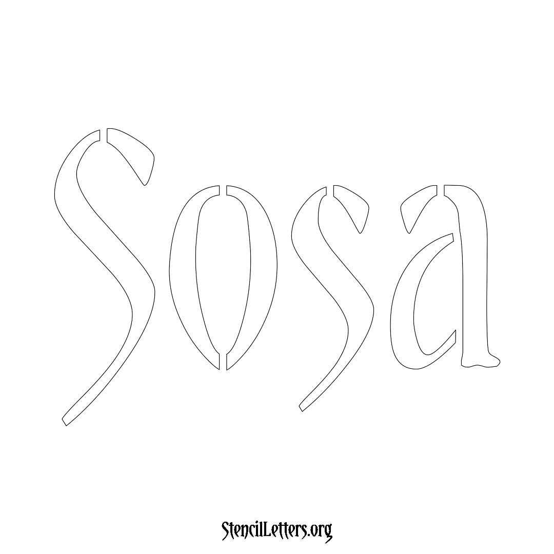 Sosa name stencil in Vintage Brush Lettering