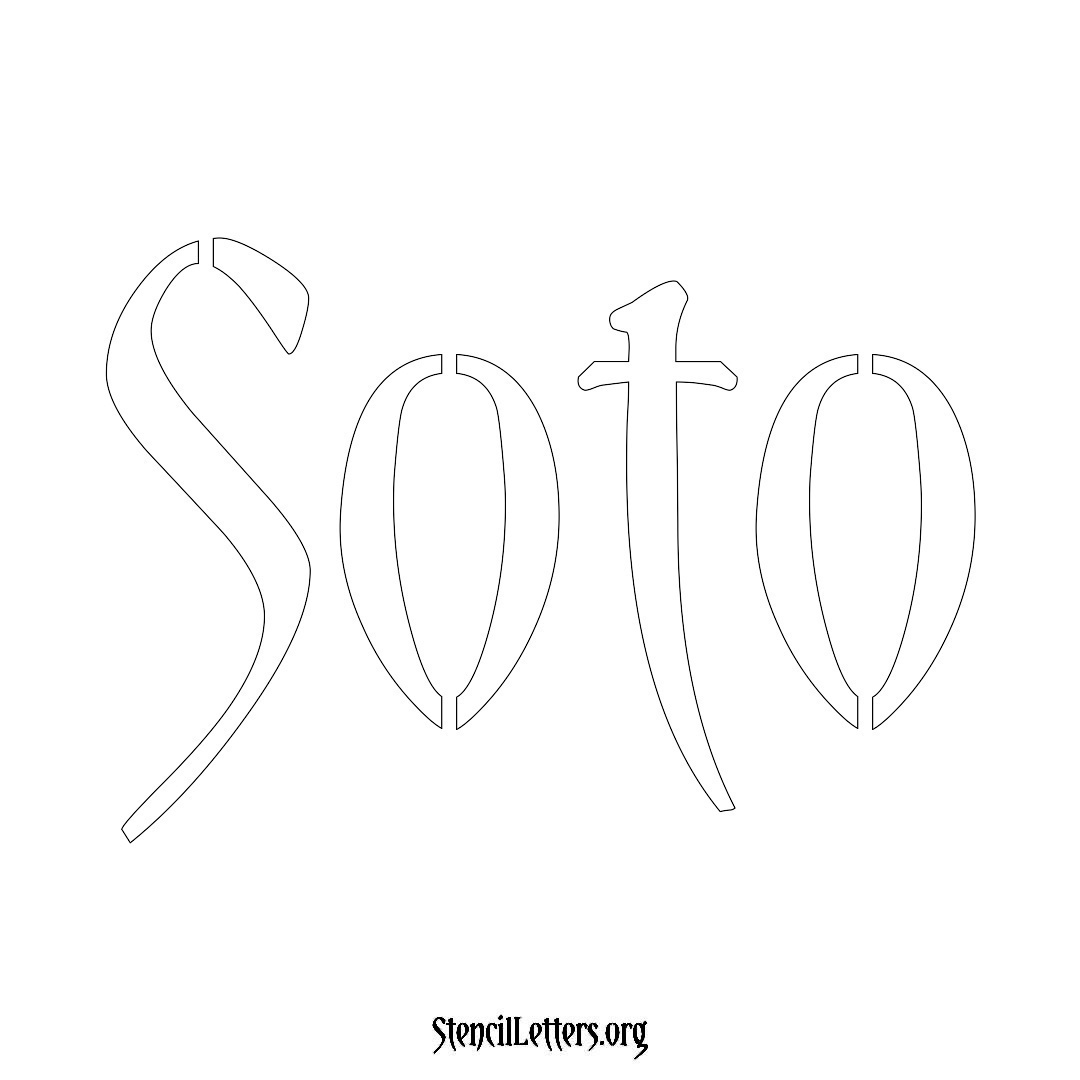 Soto name stencil in Vintage Brush Lettering