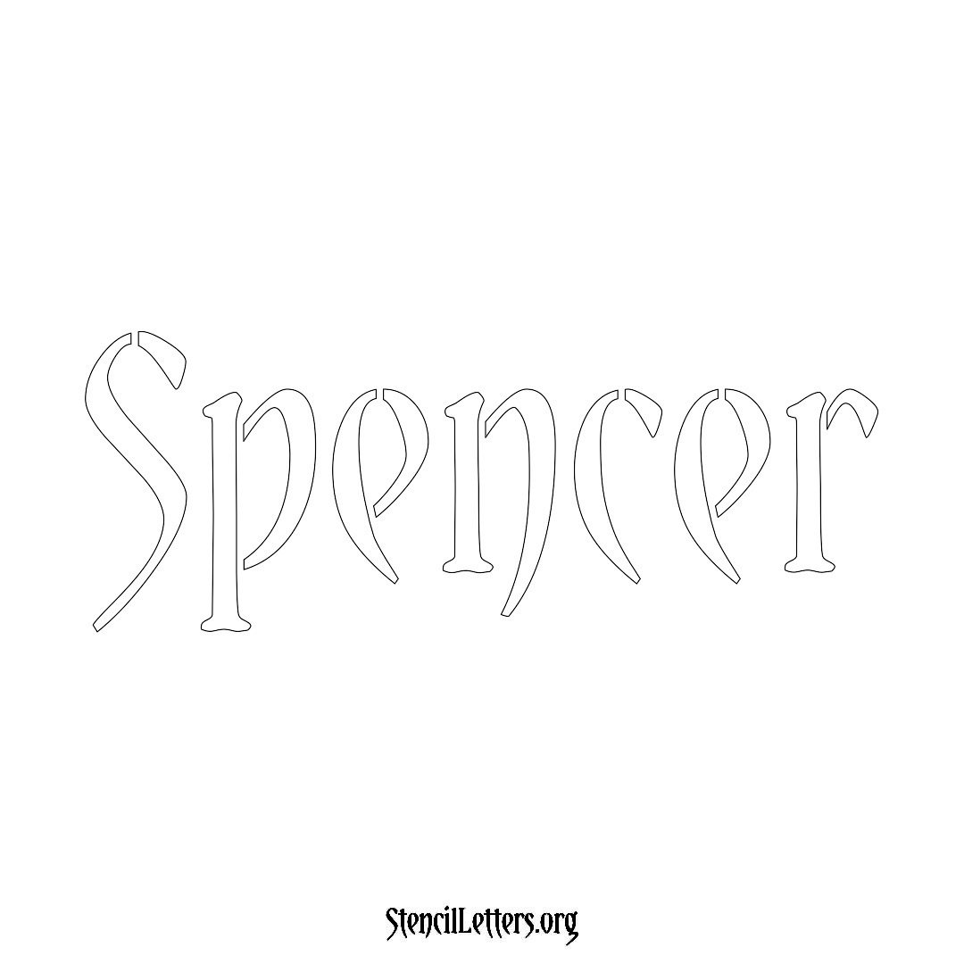 Spencer name stencil in Vintage Brush Lettering