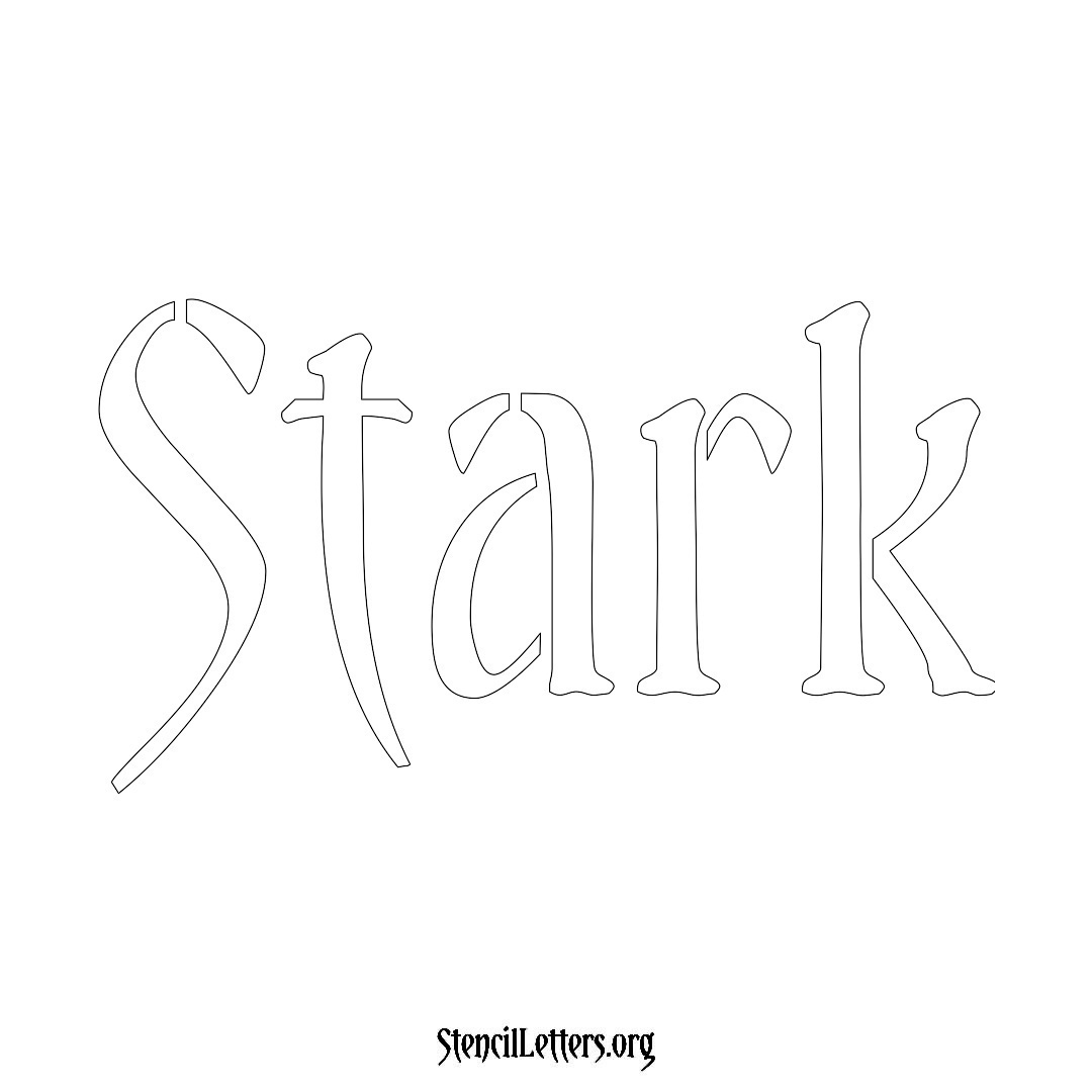 Stark name stencil in Vintage Brush Lettering