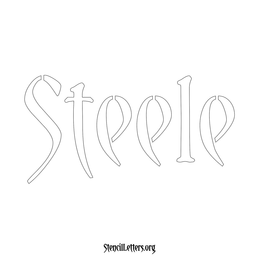 Steele name stencil in Vintage Brush Lettering