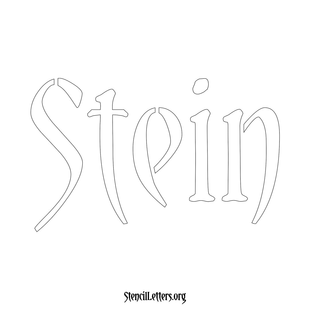 Stein name stencil in Vintage Brush Lettering