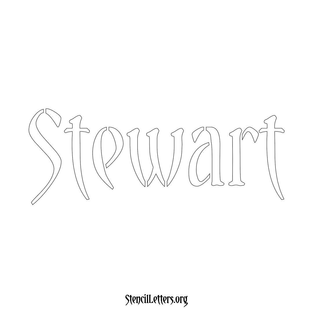 Stewart name stencil in Vintage Brush Lettering