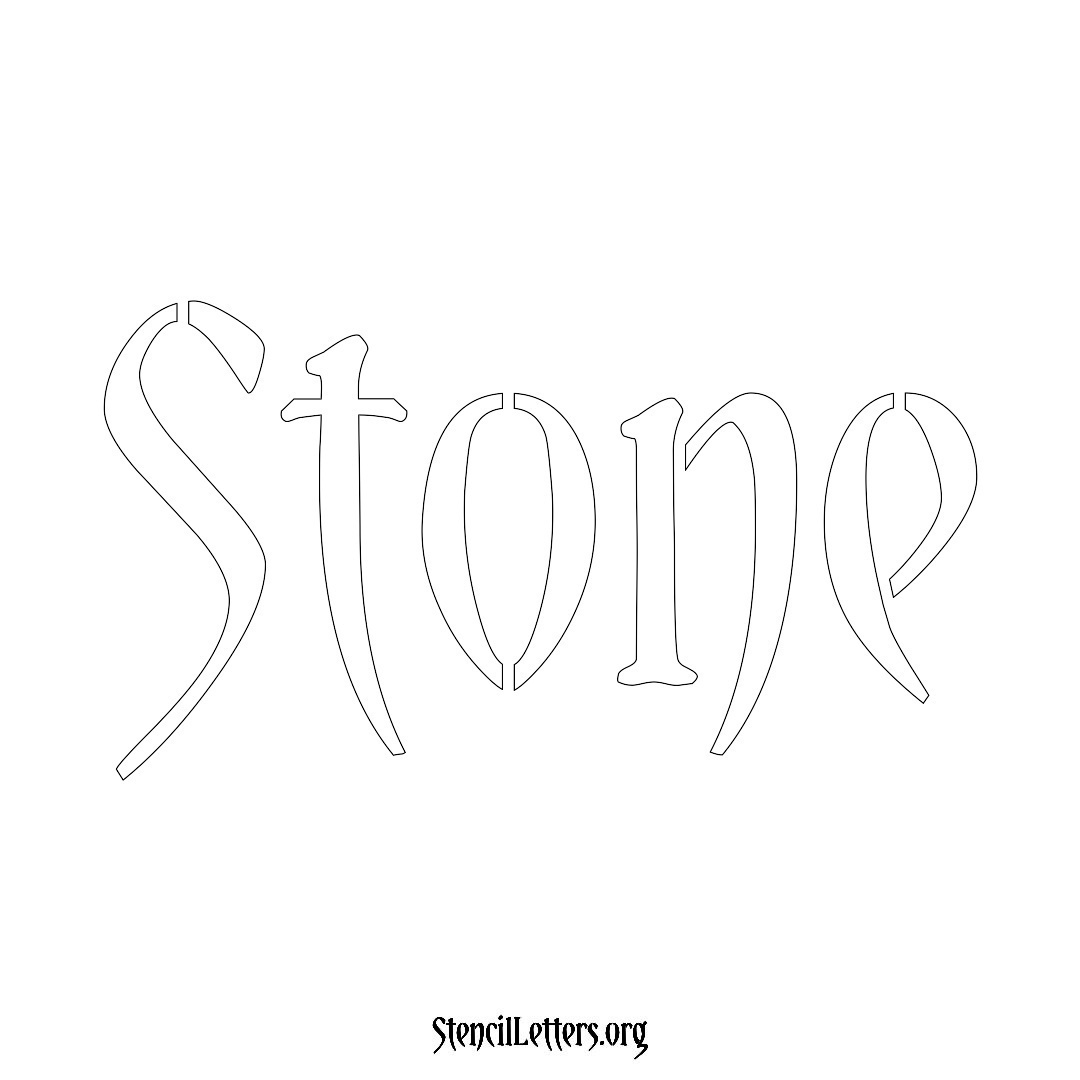 Stone name stencil in Vintage Brush Lettering