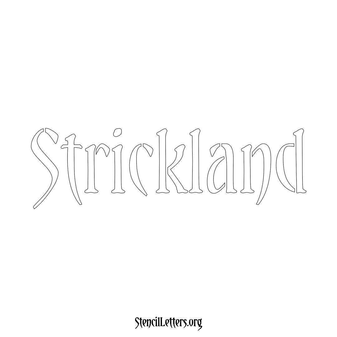 Strickland name stencil in Vintage Brush Lettering