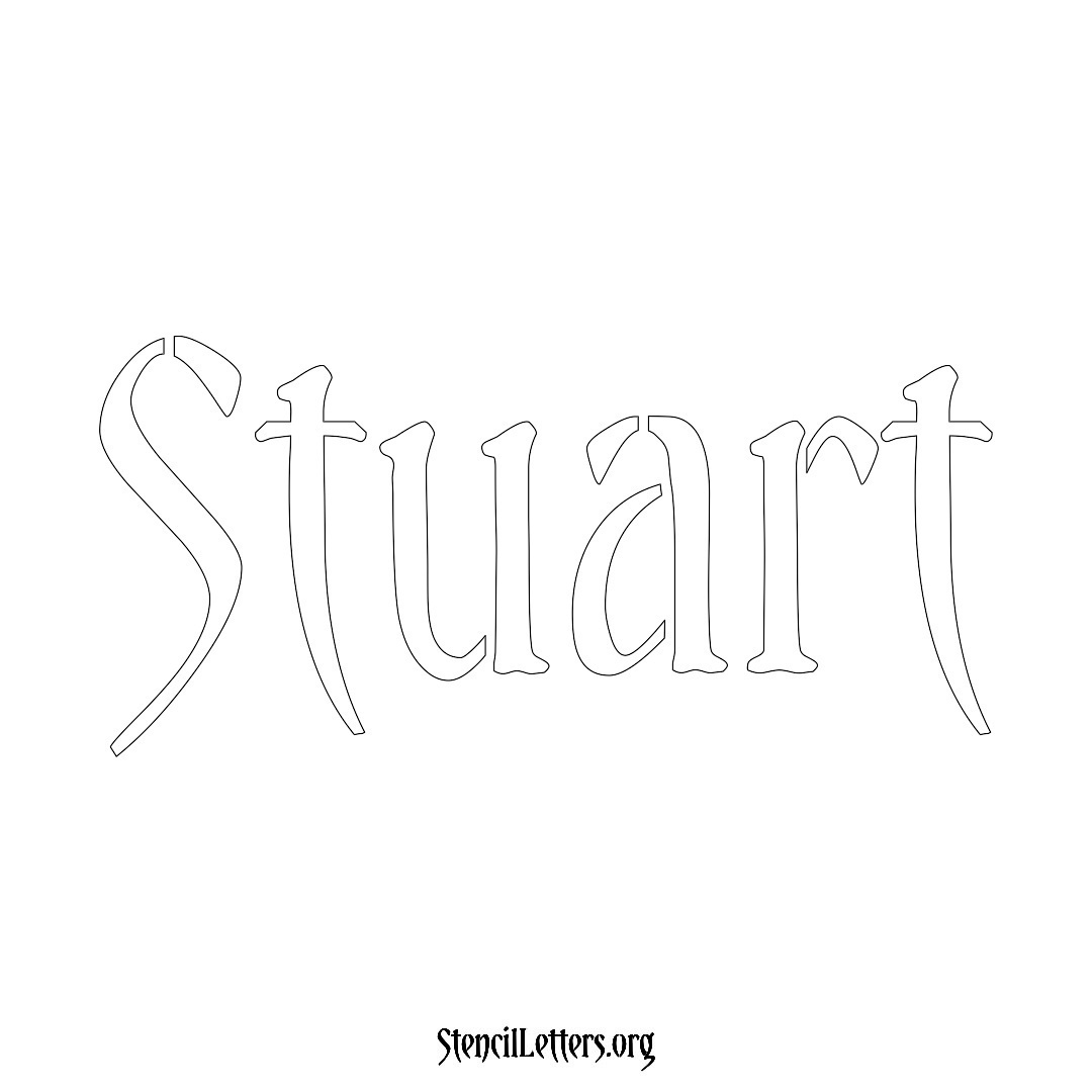 Stuart name stencil in Vintage Brush Lettering