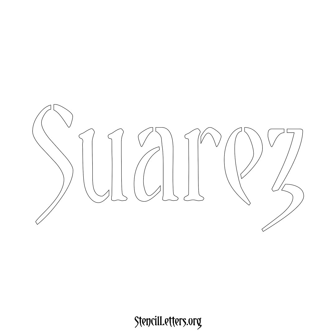 Suarez name stencil in Vintage Brush Lettering