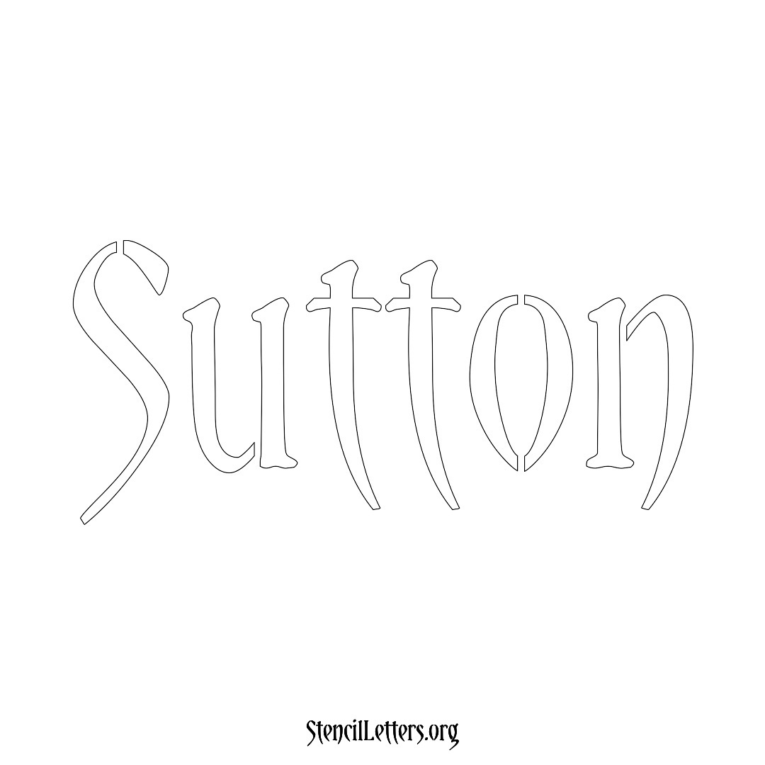 Sutton name stencil in Vintage Brush Lettering