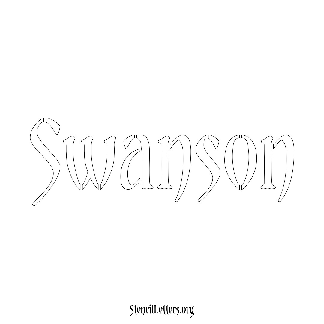 Swanson name stencil in Vintage Brush Lettering