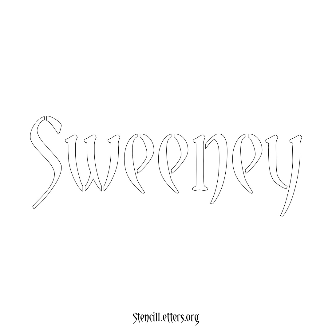 Sweeney name stencil in Vintage Brush Lettering