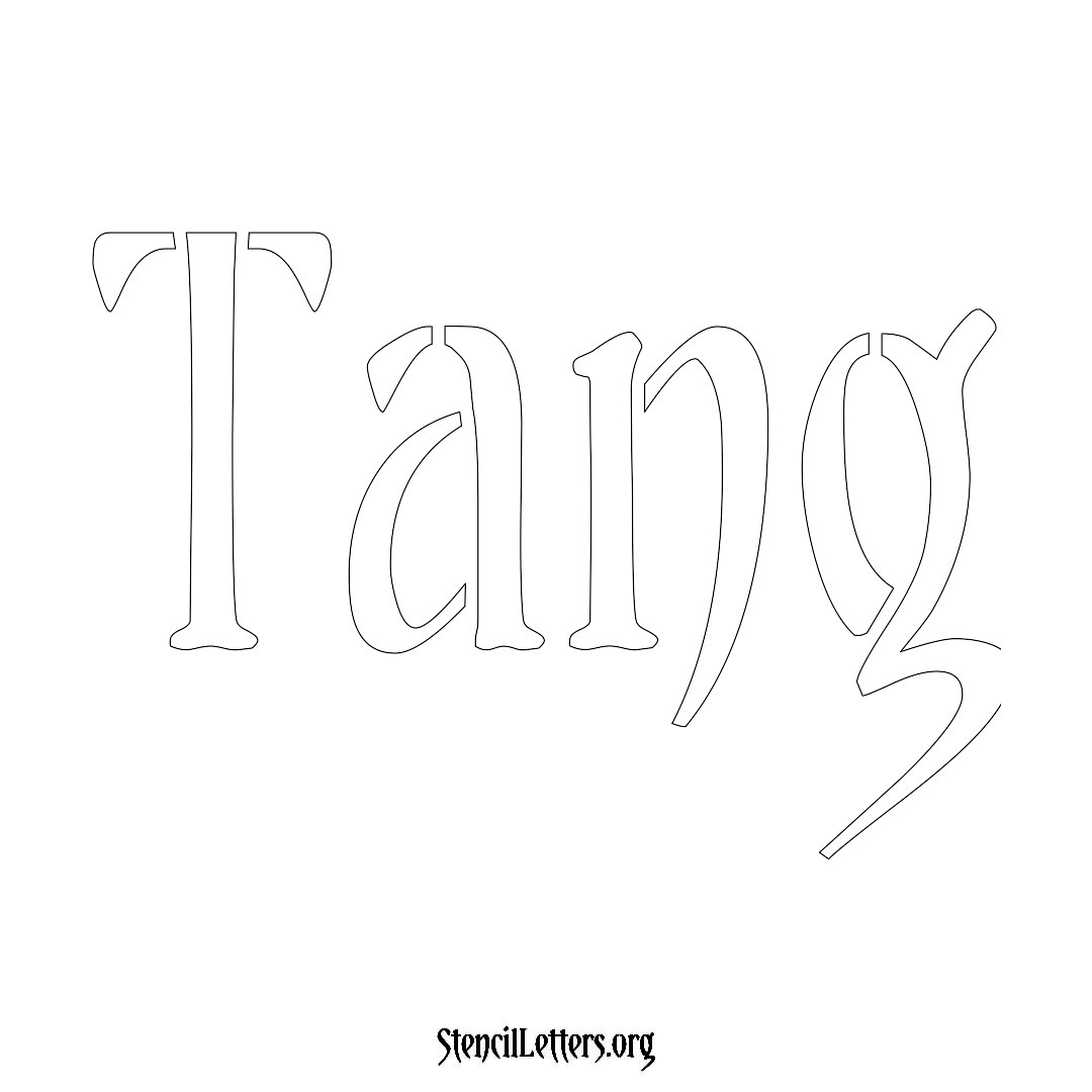 Tang name stencil in Vintage Brush Lettering