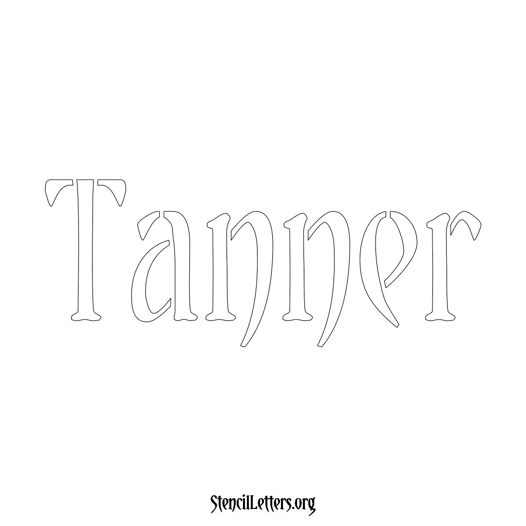 Tanner name stencil in Vintage Brush Lettering