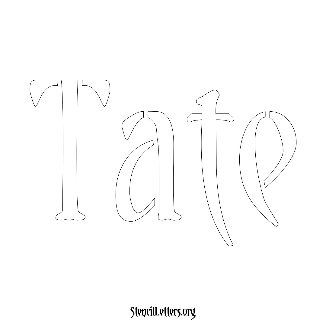 Tate name stencil in Vintage Brush Lettering